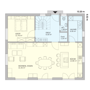 Schwedenhaus Glücksburg Grundriss Erdgeschoss